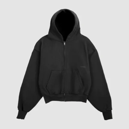heavyweight script zip up vintage black