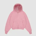 heavyweight script zip up powder pink