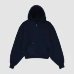 heavyweight simple zip up navy