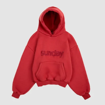 heavyweight appliqué hoodie crimson
