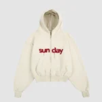 heavyweight appliqué zip-up off white