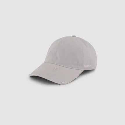 distressed script cap grey